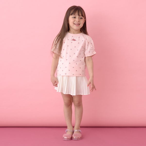 Japanese children's clothing Ly# mine wrinkled sleeve short-sleeved top 100-150cm girls summer TOPS