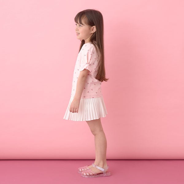 Japanese children's clothing Ly# mine wrinkled sleeve short-sleeved top 100-150cm girls summer TOPS