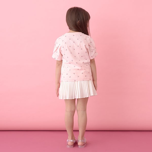 Japanese children's clothing Ly# mine wrinkled sleeve short-sleeved top 100-150cm girls summer TOPS