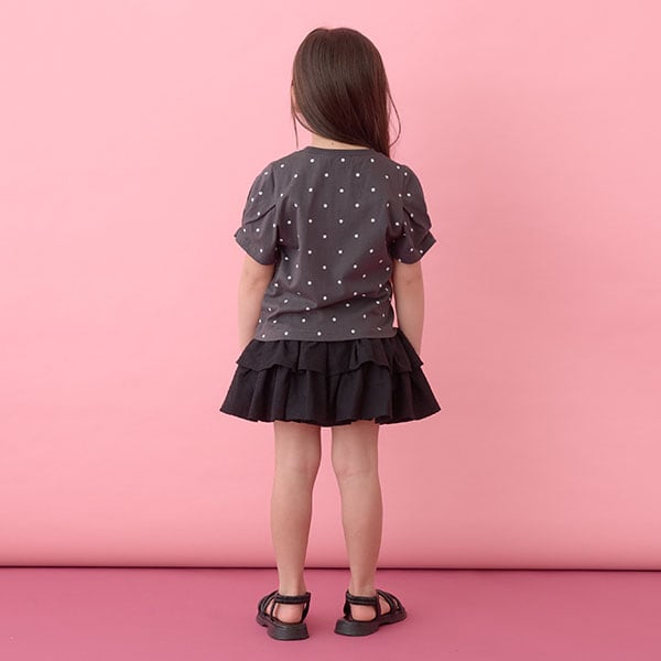 Japanese children's clothing Ly# mine wrinkled sleeve short-sleeved top 100-150cm girls summer TOPS
