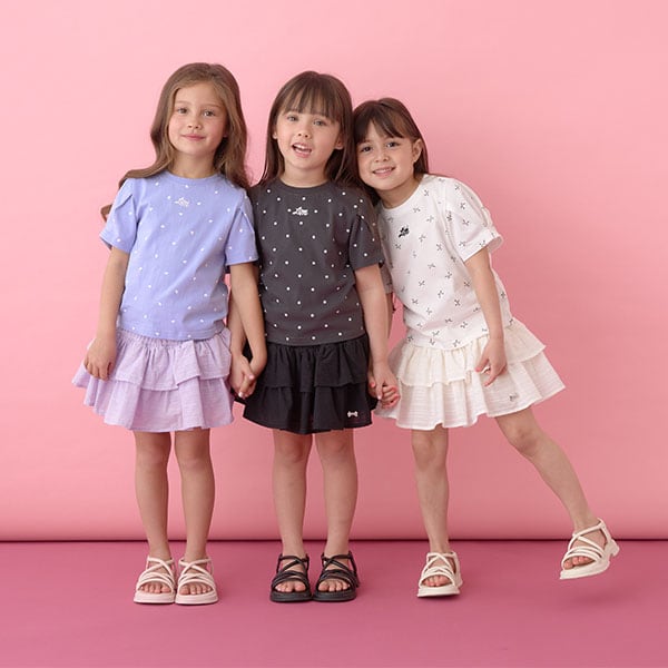 Japanese children's clothing Ly# mine wrinkled sleeve short-sleeved top 100-150cm girls summer TOPS
