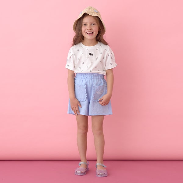 Japanese children's clothing Ly# mine wrinkled sleeve short-sleeved top 100-150cm girls summer TOPS