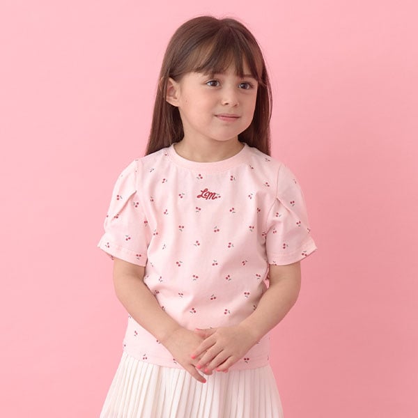 Japanese children's clothing Ly# mine wrinkled sleeve short-sleeved top 100-150cm girls summer TOPS