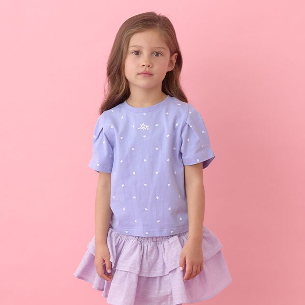 Japanese children's clothing Ly# mine wrinkled sleeve short-sleeved top 100-150cm girls summer TOPS