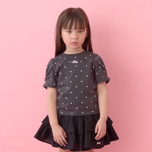 Japanese children's clothing Ly# mine wrinkled sleeve short-sleeved top 100-150cm girls summer TOPS