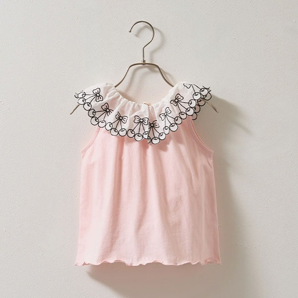 Japanese children's clothing Ly# mine cherry collar vest 100-150cm girls summer TOPS