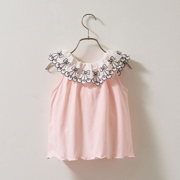 Japanese children's clothing Ly# mine cherry collar vest 100-150cm girls summer TOPS