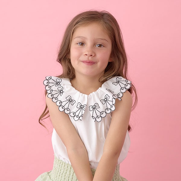 Japanese children's clothing Ly# mine cherry collar vest 100-150cm girls summer TOPS