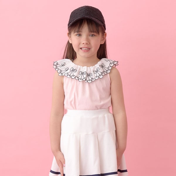 Japanese children's clothing Ly# mine cherry collar vest 100-150cm girls summer TOPS