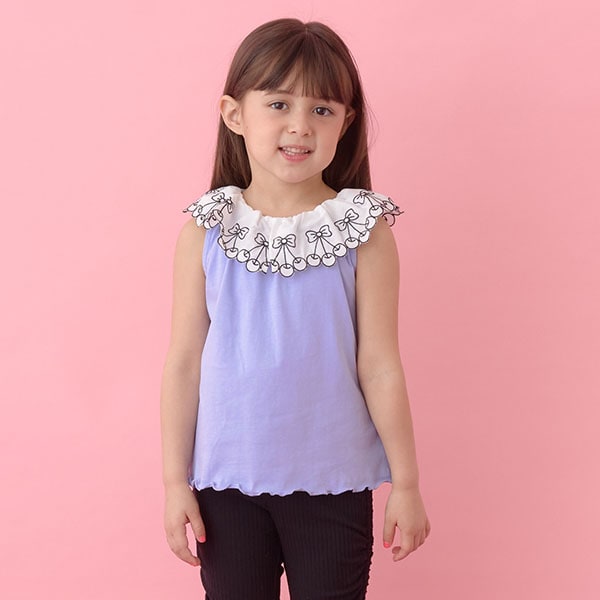 Japanese children's clothing Ly# mine cherry collar vest 100-150cm girls summer TOPS