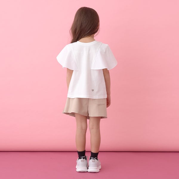 Japanese children's clothing Ly# mine 2Way double-sided lace sleeve top 100-150cm girls summer TOPS