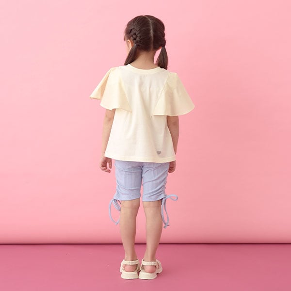 Japanese children's clothing Ly# mine 2Way double-sided lace sleeve top 100-150cm girls summer TOPS