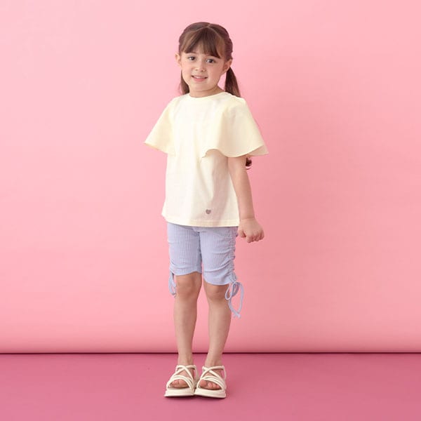 Japanese children's clothing Ly# mine 2Way double-sided lace sleeve top 100-150cm girls summer TOPS