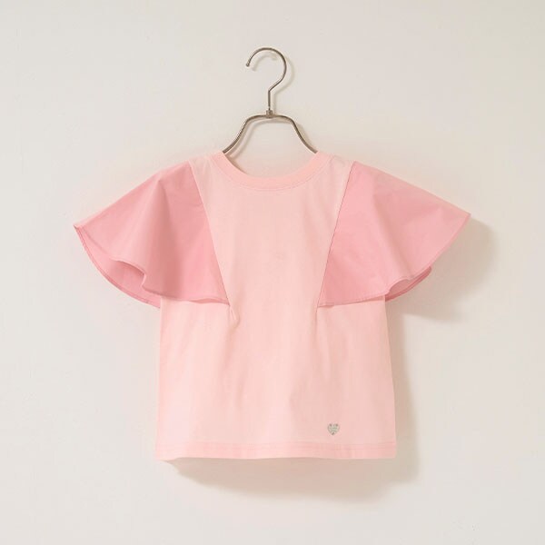 Japanese children's clothing Ly# mine 2Way double-sided lace sleeve top 100-150cm girls summer TOPS