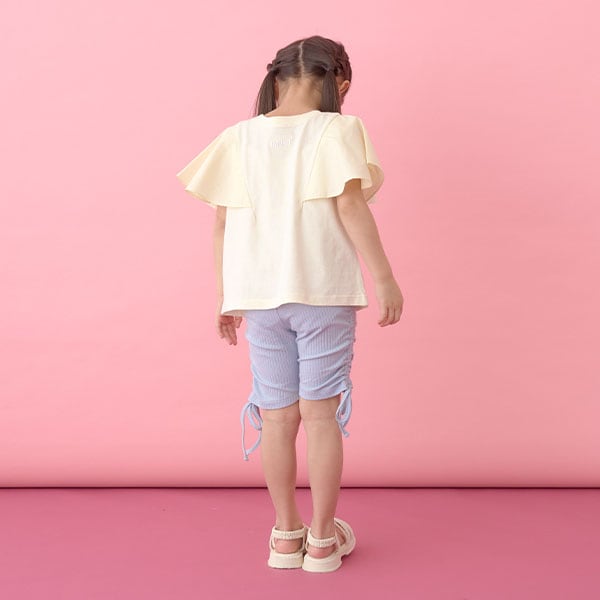 Japanese children's clothing Ly# mine 2Way double-sided lace sleeve top 100-150cm girls summer TOPS