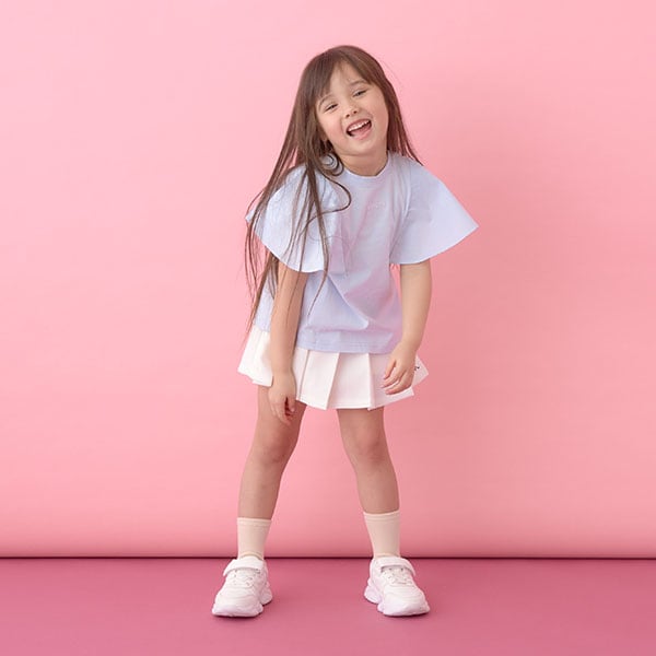 Japanese children's clothing Ly# mine 2Way double-sided lace sleeve top 100-150cm girls summer TOPS