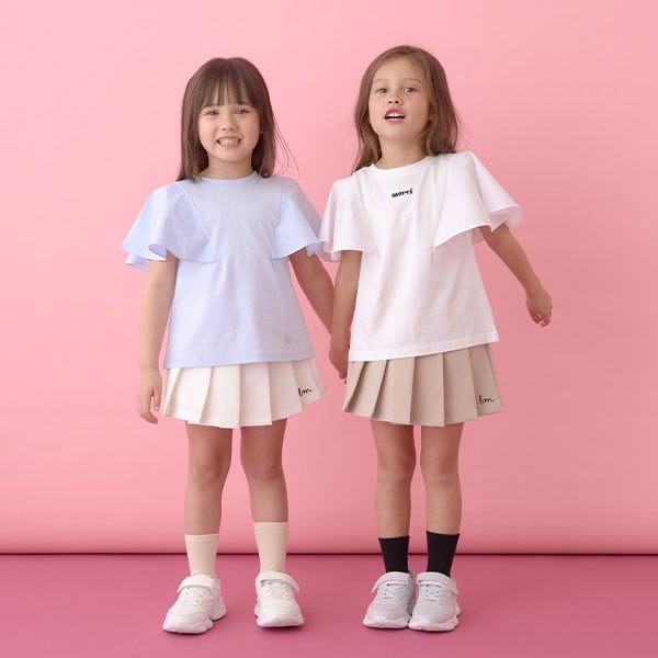 Japanese children's clothing Ly# mine 2Way double-sided lace sleeve top 100-150cm girls summer TOPS