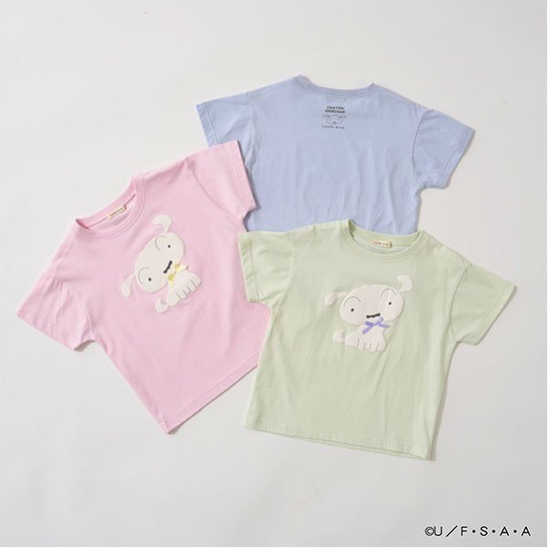 Japanese children's clothing Ly# mine x Crayon Shin-chan 3D White Short-sleeved Top 100-140cm Girls Summer TOPS