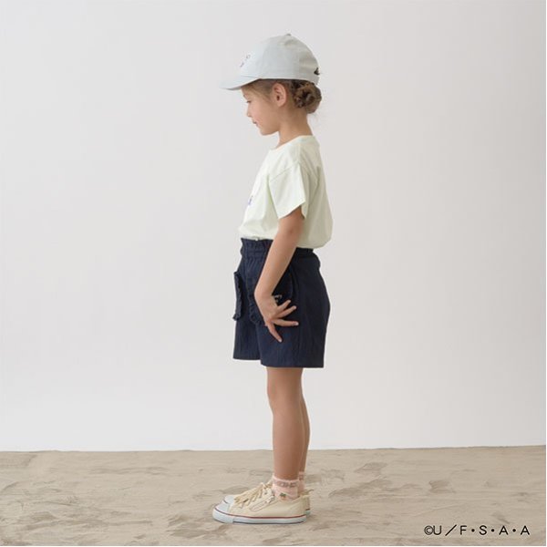 Japanese children's clothing Ly# mine x Crayon Shin-chan 3D White Short-sleeved Top 100-140cm Girls Summer TOPS