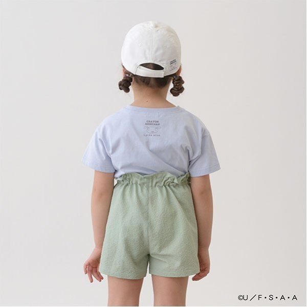 Japanese children's clothing Ly# mine x Crayon Shin-chan 3D White Short-sleeved Top 100-140cm Girls Summer TOPS