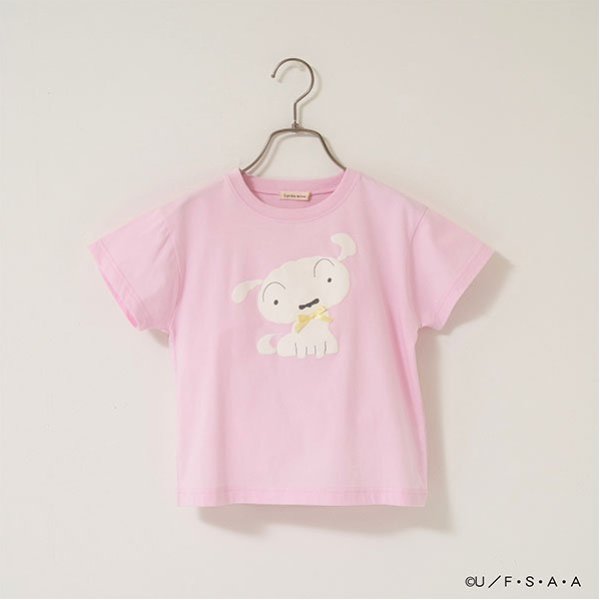 Japanese children's clothing Ly# mine x Crayon Shin-chan 3D White Short-sleeved Top 100-140cm Girls Summer TOPS