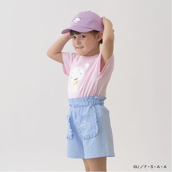 Japanese children's clothing Ly# mine x Crayon Shin-chan 3D White Short-sleeved Top 100-140cm Girls Summer TOPS