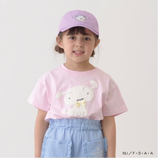 Japanese children's clothing Ly# mine x Crayon Shin-chan 3D White Short-sleeved Top 100-140cm Girls Summer TOPS