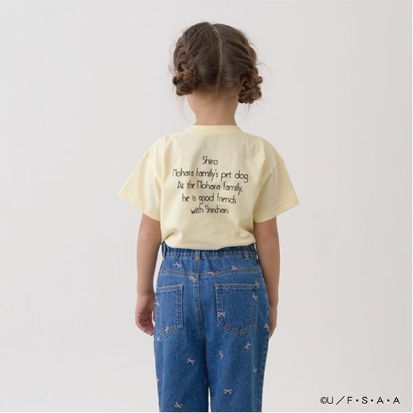 Japanese children's clothing Ly# mine x Crayon Shin-chan furry white short-sleeved top 100-140cm girls summer TOPS