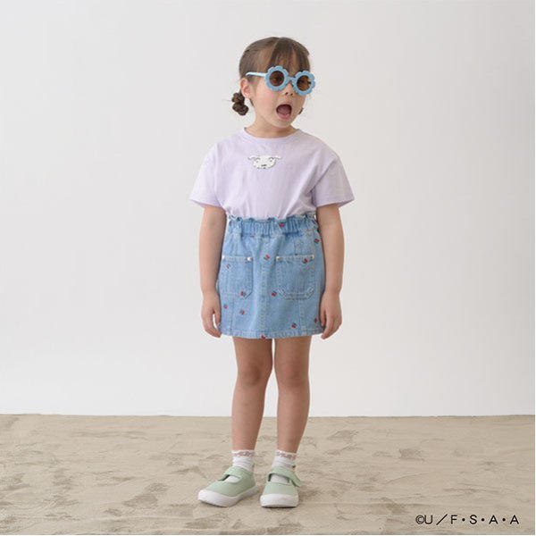 Japanese children's clothing Ly# mine x Crayon Shin-chan furry white short-sleeved top 100-140cm girls summer TOPS