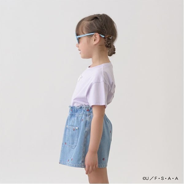 Japanese children's clothing Ly# mine x Crayon Shin-chan furry white short-sleeved top 100-140cm girls summer TOPS