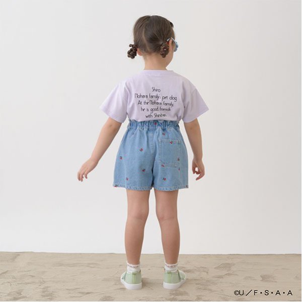Japanese children's clothing Ly# mine x Crayon Shin-chan furry white short-sleeved top 100-140cm girls summer TOPS