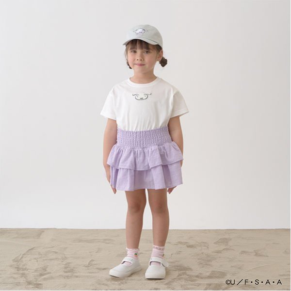 Japanese children's clothing Ly# mine x Crayon Shin-chan furry white short-sleeved top 100-140cm girls summer TOPS