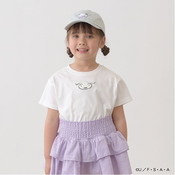 Japanese children's clothing Ly# mine x Crayon Shin-chan furry white short-sleeved top 100-140cm girls summer TOPS