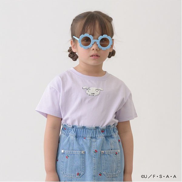 Japanese children's clothing Ly# mine x Crayon Shin-chan furry white short-sleeved top 100-140cm girls summer TOPS
