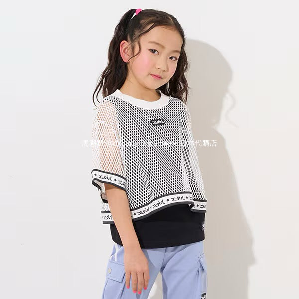 Japanese children's clothing X-girl Stages mesh top vest two-piece set 90-140cm girls summer TOPS