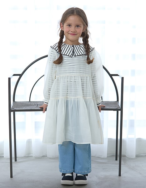 Japanese children's clothing Ly# mine 2Way front and back two-piece lotus leaf collar top 100-150cm girls spring and summer TOPS