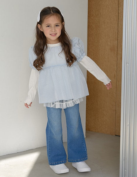 Japanese children's clothing Ly# mine flared jeans 100-150cm girls spring and summer PANTS