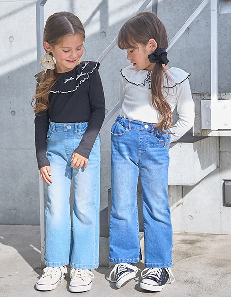 Japanese children's clothing Ly# mine flared jeans 100-150cm girls spring and summer PANTS