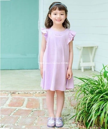 Japanese children's clothing aF#a325 small flying sleeve waist bow dress 90-160cm girls summer dresses