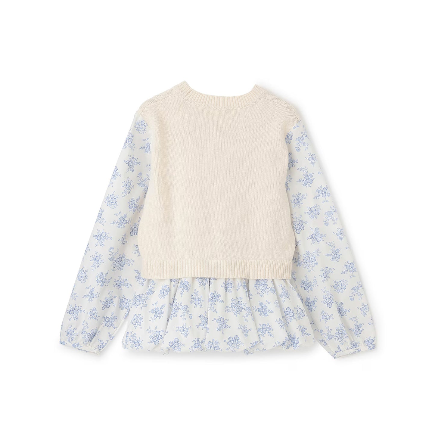 日本童裝 pe#main 假兩件泡泡上衣 Free Size 親子裝 大人款 秋季 TOPS