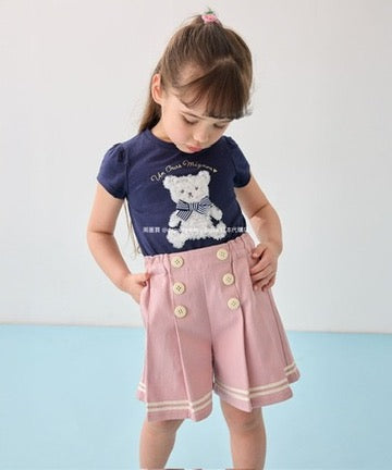 Japanese children's clothing aF#a325 3D printed top 90-160cm girls summer TOPS