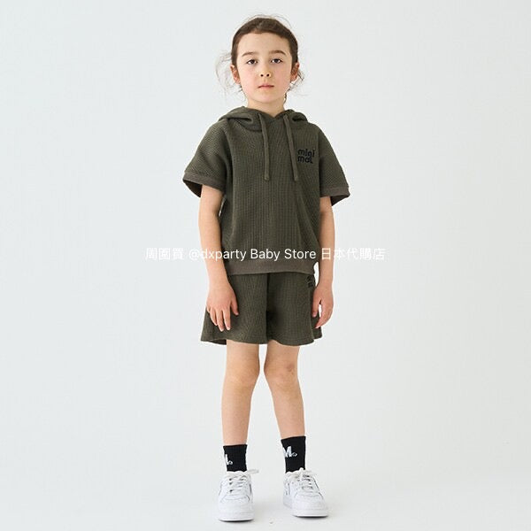 Japanese children's clothing mini#ML waffle hooded top 90-140cm boys/girls summer TOPS