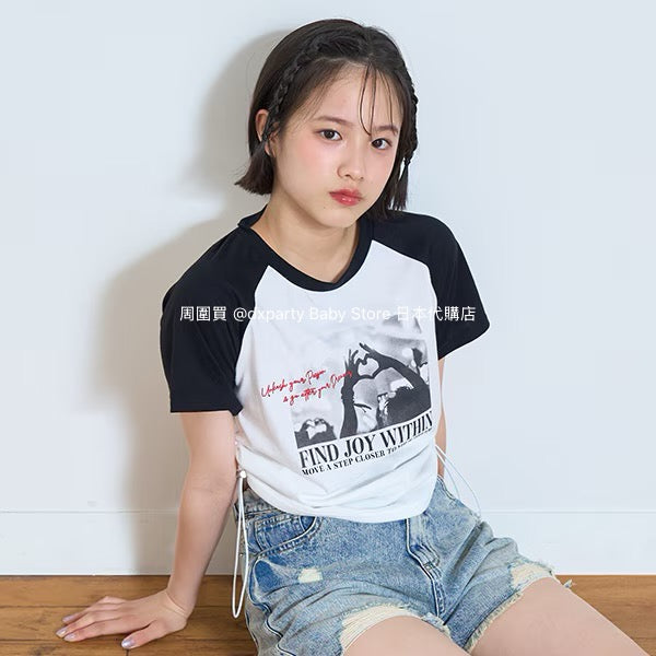 Lovetoxic Japanese children's clothing short print top 130-170cm girls summer TOPS