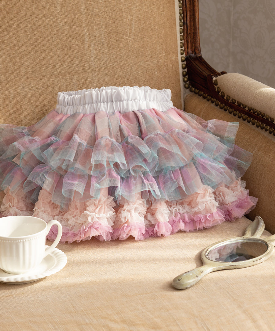 Japanese children's clothing panpantutu retro pink plaid tutu skirt 70-140cm girls newborn baby summer SKIRTS
