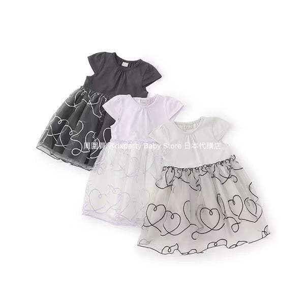 Japanese children's clothing pe#main embroidered tulle dress 80-130cm girls summer dresses for interviews/banquets/performances