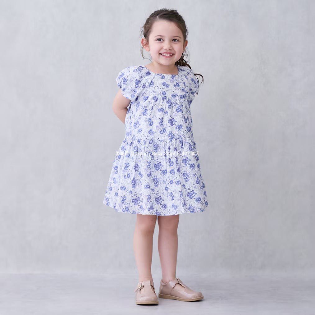 Japanese children's clothing pe#main cool-to-touch, quick-drying lantern-sleeve dress (80-130cm) for girls (summer dresses)
