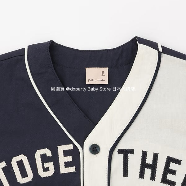 Japanese children's clothing pe#main baseball style shirt 80-130cm boys summer TOPS