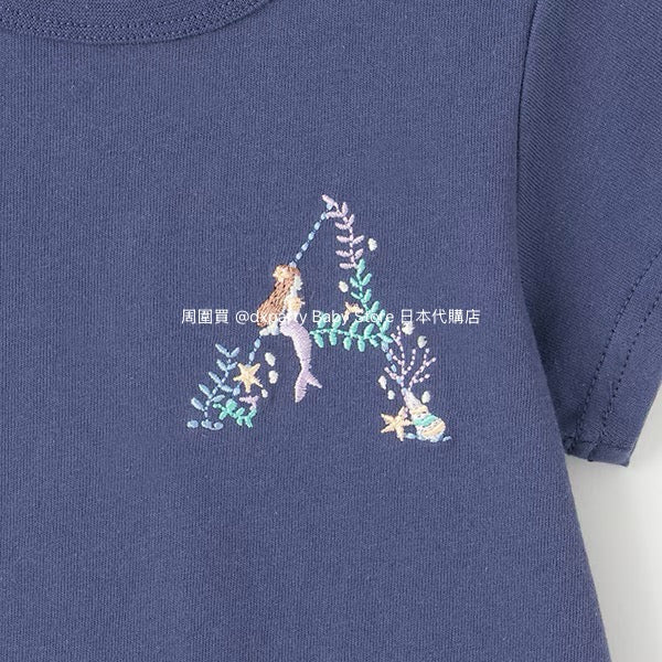 Japanese children's clothing pe#main embroidered English lettering top 80-130cm girls summer TOPS