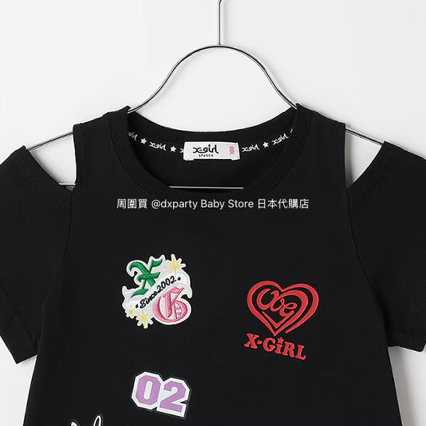 Japanese children's clothing X-girl Stages off-the-shoulder dress 80-140cm girls' summer dresses