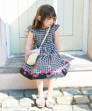 Japanese children's clothing aF#a325 small flying sleeve dress 90-160cm girls summer dresses